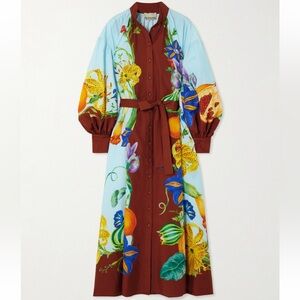 Alemais Dahlia belted floral-print cotton and silk-blend midi dress